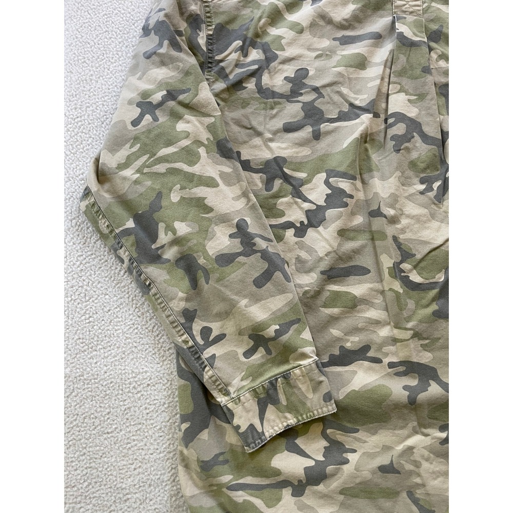 90s Vintage LL Bean Mens Large Button Down Shirt Green Camo Traditional - Picture 9 of 13